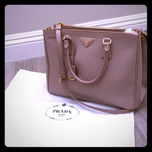 Prada saffiano lux double zip tote
